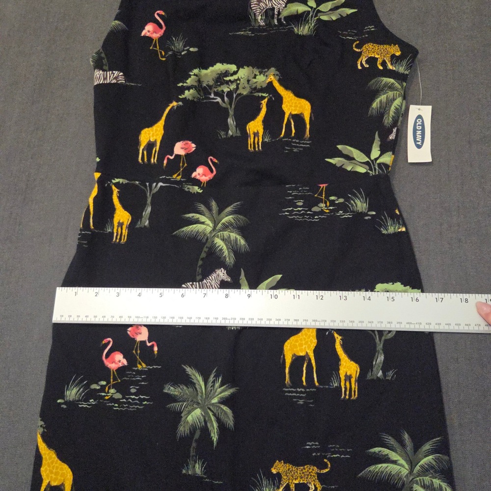 Old Navy Safari Animal Print Sheath Dress Womens S Black Giraffe Zebra Flamingo - Picture 5 of 11